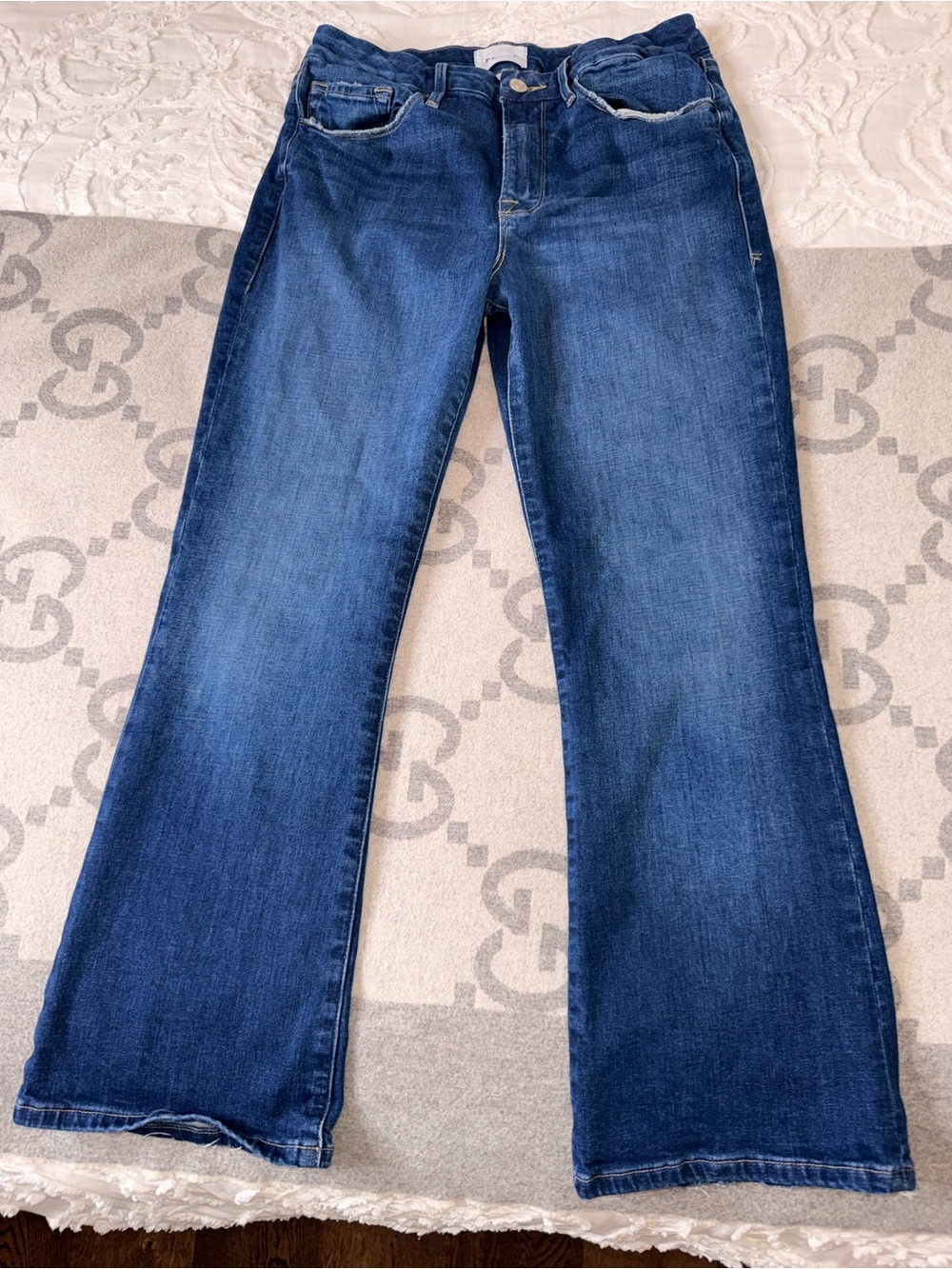 Frame Le Crop Mini Boot Denim Women's Dark Blue Wide Jeans